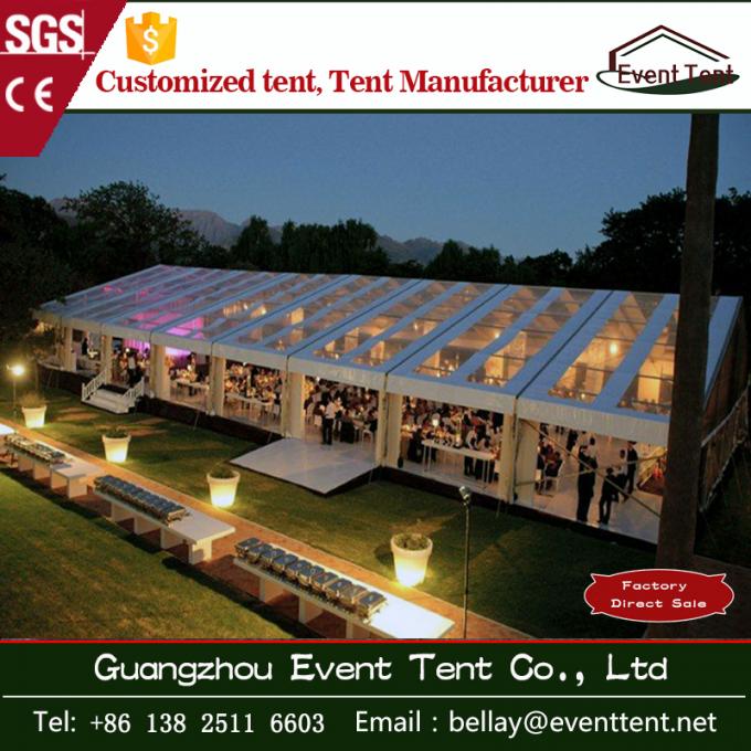 Tenda all'aperto trasparente della festa nuziale, grande tenda della tenda foranea di evento del chiaro tetto