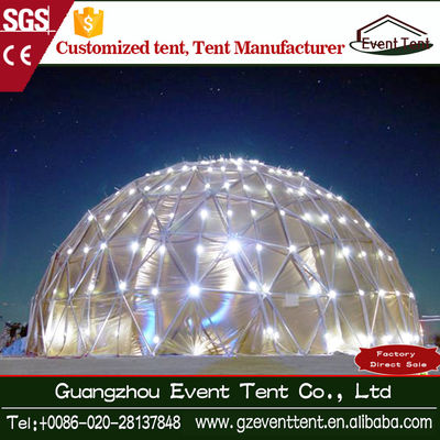Porcellana Tenda trasparente della cupola geodetica del PVC della struttura d'acciaio, diametro 6m-12m fornitore